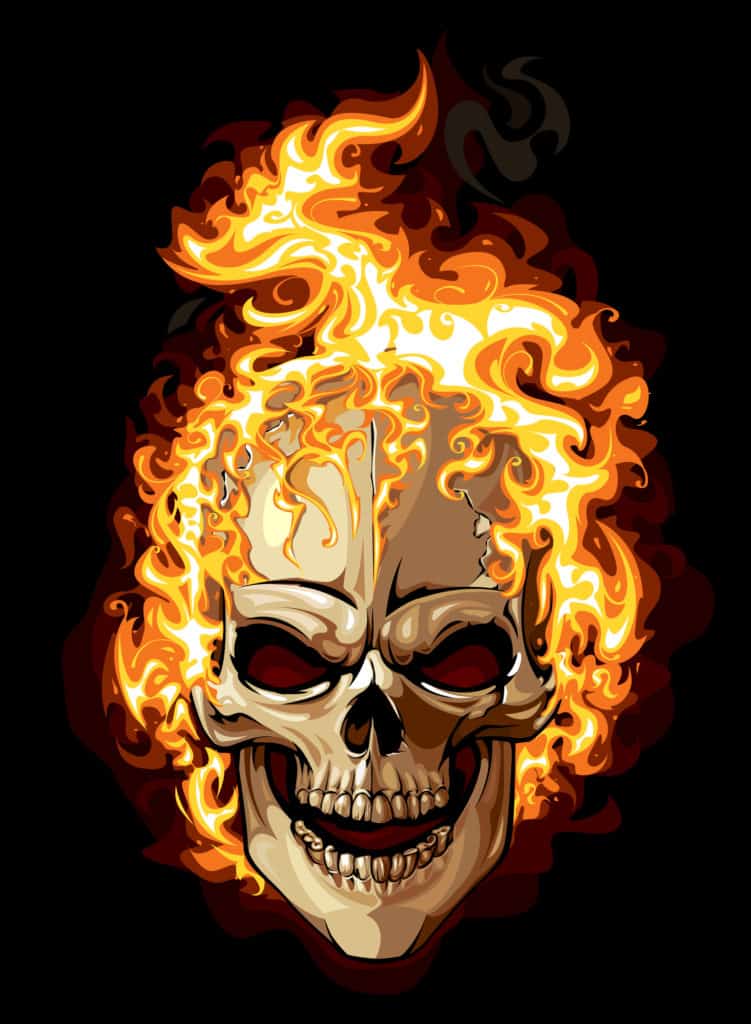 Skull Pic of Head on Fire for Write Mix for Business blog post Stop, Drop and Roll Section