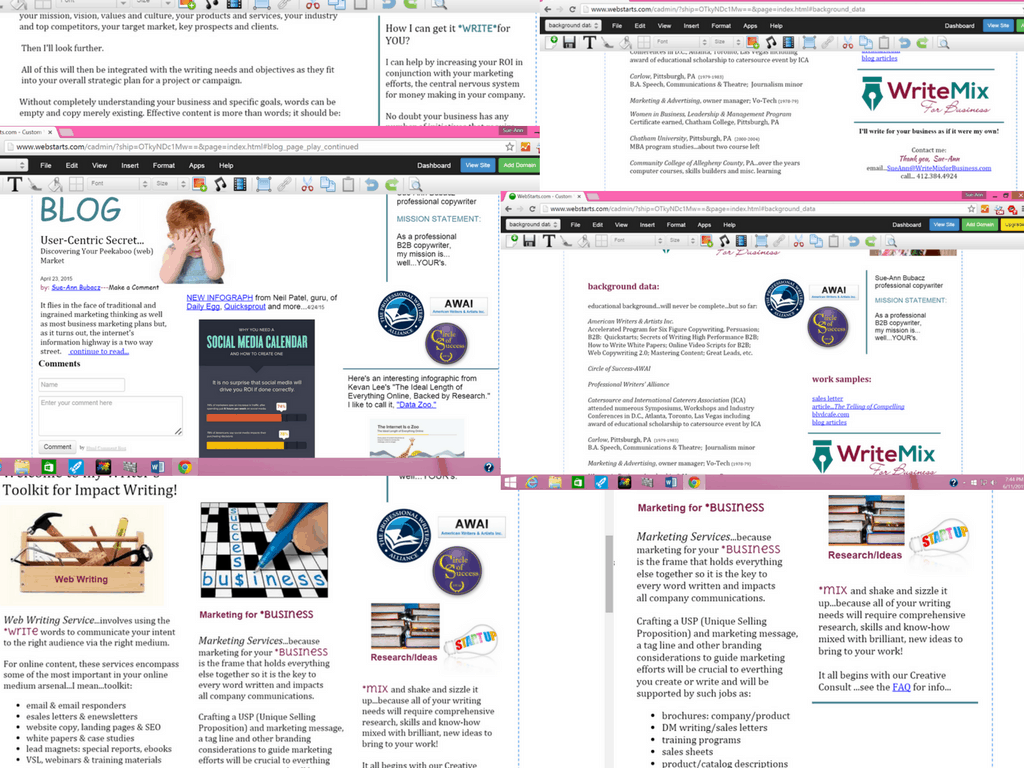 Photo Collage of first Write Mix for Business website