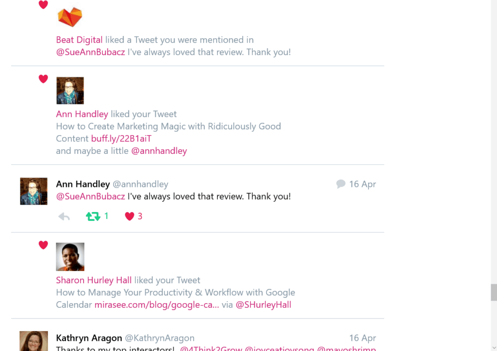 Ann_Handley Twitter interaction example for Social Media Tightrope article by Sue-Ann Bubacz