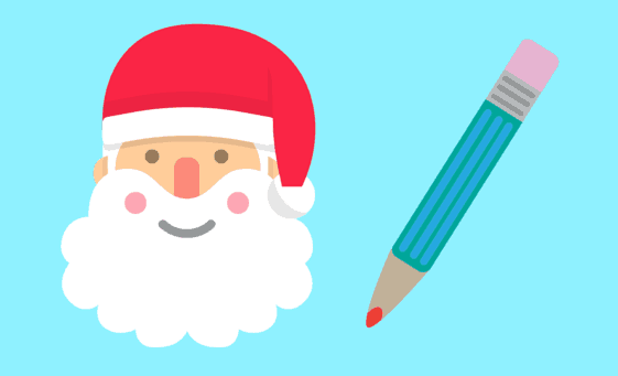 Santa's Making His List, Are You? Graphic of Santa and pencil for blog post by SueAnn Bubacz