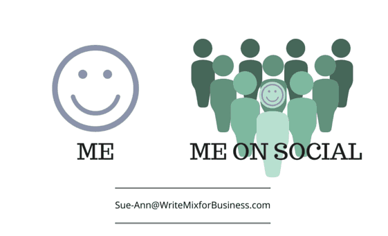 Me and Social Me graphic for Social Media Article by Sue-Ann Bubacz