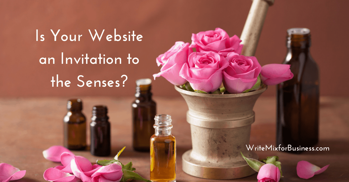 Is Your Website an Invitation to the Senses? title graphic for Does Your Website Invite Post by Sue-Ann Bubacz