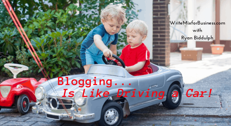 Title Image for Post Why Kids and Cars are Like blogging with image of small child sitting in miniature Mercedes with his slightly bigger big brother standing over pointing out dashboard workings