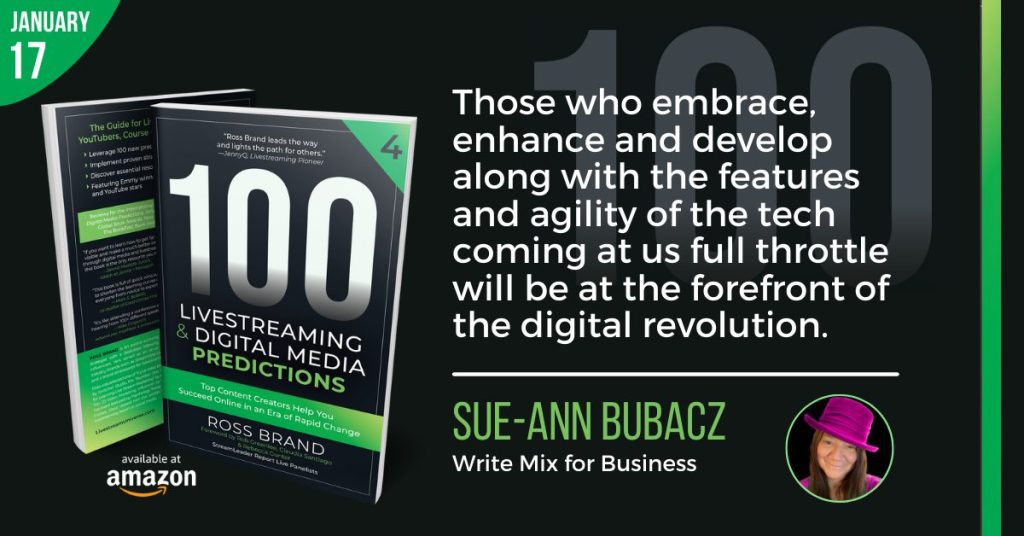 Sue-Ann Bubacz 2024 Quote from 100 Livestreaming Book by Ross Brand