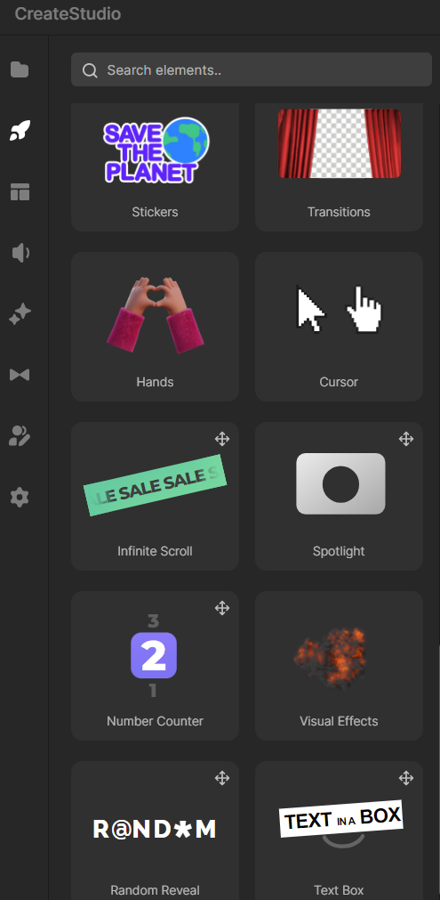 make and edit videos with Create Studio features as shown in screenshot of features 3